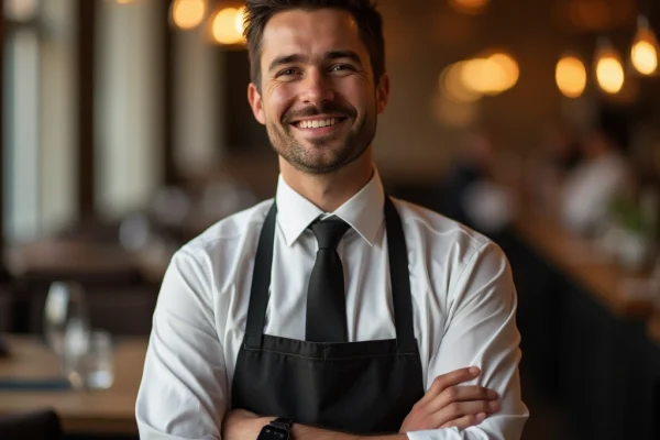 servicekraft-gastronomie-restaurant-personalvermittlung Freundlicher Servicemitarbeiter im Restaurant – vermittelt über unsere Personalvermittlung für die Gastronomiebranche
