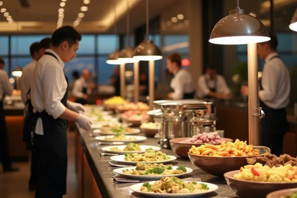 Servicekräfte im Einsatz am Hotelbuffet – zuverlässige Unterstützung für reibungslose Abläufe in der Gastronomie