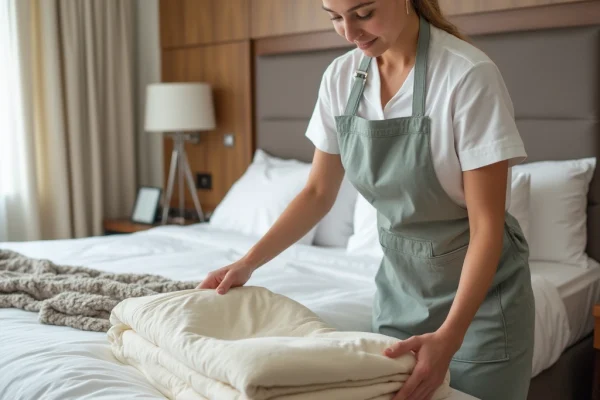 Zimmermädchen beim Housekeeping – Hotelzimmer reinigen mit Sorgfalt und Effizienz